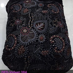 Tissu en velours brodé indien, dentelle en velours, tissus en dentelle de velours africain avec sequins pour Abaya, Kaftan, Robe de Soirée - Vente en Gros et Exportations - Product Image 5