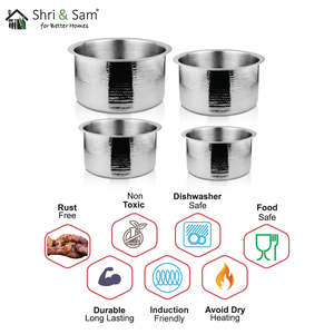 ชุดเครื่องครัว Patila แบบตอก4ชิ้นทำจากสเตนเลสสตีลน้ำหนักของหนักเครื่องครัวพรีเมียม - Product Image 3