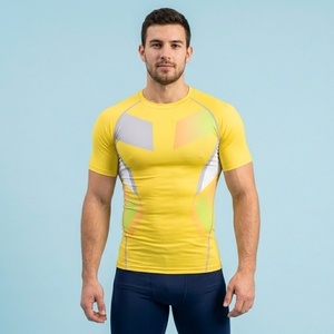 Mens Performance Compression Half Sleeve Shirt Custom Gym Fitness Workout Training Running Sportswear Top - Product Image 1