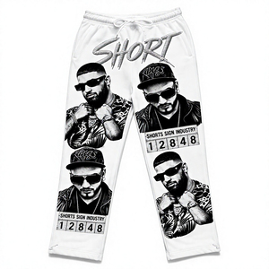 2026 Men's Casual Washed Flared Mid Fleece Flat <b>Drawstring</b> Closure Sweatpants Track Pants 100% Cotton Silk Screen Printed OEM - Product Image 1