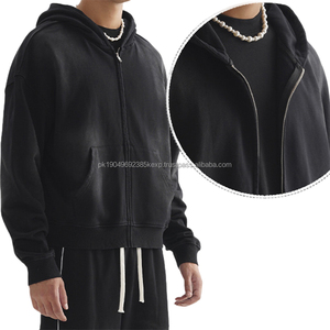 Sweat à capuche personnalisé avec fermeture éclair, 100% coton, sweat à capuche à fermeture éclair intégrale, grande taille, manches longues, unisexe, sweat à capuche à fermeture éclair délavé à l'acide - Product Image 2