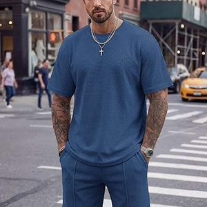 Men 2 Piece Matching <b>Set</b> Manufacturer Cotton T Shirt Cargo Shorts Summer OEM ODM Bulk Supply - Product Image 2