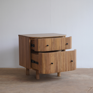 Mesa de Noche Moderna de Madera de Teca con Dos Cajones, Color Madera Natural, Altura Ajustable para Dormitorio y Sala de Estar, Muebles para el Hogar u Hotel - Product Image 6