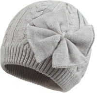 Bonnet en tricot mignon avec nœud pour adultes, unisexe, chaud pour l'hiver, couleur unie, fait main, en coton, 54-56CM, broderie 3D