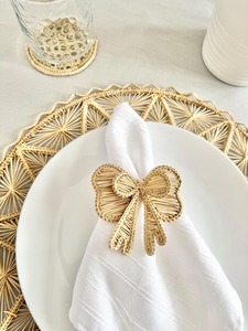 Stylish Bow Shape Rattan Napkin Ring Holder Suitable For Rustic <b>Table</b> Setting Kitchen Dining Wedding <b>Party</b> And Gifting Use - Product Image 5