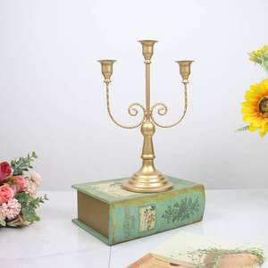 Candelabro Clásico de Metal Bronce de 5 Brazos para Velas Cónicas, Centro de Mesa Vintage para Sala de Estar, Comedor, Soporte para Velas de Cumpleaños - Product Image 5