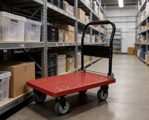 OEM/ODM Vietnam Industrial Aluminum Alloy Platform Cart Two Wheeled Warehouse Shopping <b>Trolley</b> 300kg Capacity - Product Image 3