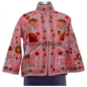 Chaqueta Bomber con Bordado Floral a Mano, 100% Algodón Tejido, Transpirable, Informal, para Fiestas de Invierno/Primavera - Product Image 5