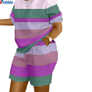 Ensemble de survêtement imprimé T-shirt et short, ensembles personnalisés, nouvelle mode estivale, ensembles 2 pièces pour femmes, tenues décontractées, costume ample - Product Image 2