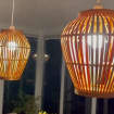 Handmade Dark Brown Bamboo Lampshade Round Smoked Bamboo Pendant <b>Ceiling</b> Light Natural Woven Shade Eco Friendly Boho Lighting OE - Product Image 2