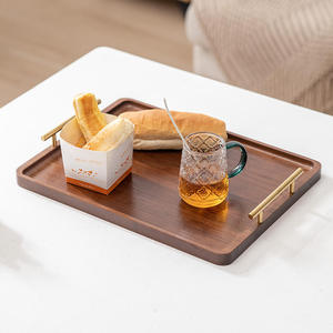 Bandeja de Madera Maciza para Tazas de Té, Bandeja Pequeña de Bambú para Hotel, Bandeja de Madera para Desayuno en Casa - Product Image 4