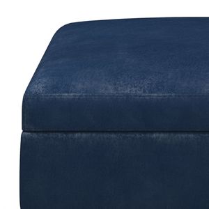 Owen Distressed Dark Blue Square <b>Storage</b> Ottoman Coffee Table <b>Stool</b> - Product Image 5