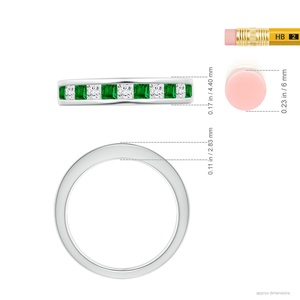 14K <b>Gold</b> Square Cut Natural Emerald & Diamond Half Eternity Band <b>Ring</b> for Women Custom Handmade Classic Jewelry Channel <b>Set</b> <b>Ring</b> - Product Image 2