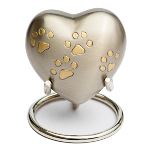 Brass Heart Urn with Stand Silver Floral Engraving Urn Ocean Blue <b>Memorial</b> <b>Keepsake</b> Container <b>Box</b> - Product Image 4