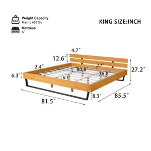 Base de Cama King Size de Madera de Pino en Color Natural y Negro - Product Image 3