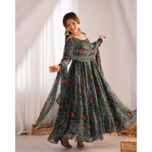 Belle robe et pantalon Anarkali de taille XS avec Dupatta pour une tenue de fête - Product Image 3