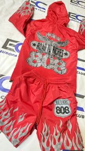 Top Quality Lightweight Reflective Logo Windbreaker Nylon Set Custom Zipper <b>Puller</b> Windbreaker Shorts Set - Product Image 3