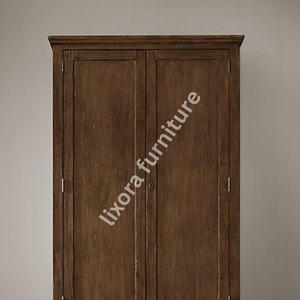 Premium Solid Wood 2 Door <b>Wardrobe</b> with Lower Drawer Classic Dark Finish Bedroom Armoire - Product Image 5