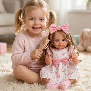 Bambola Reborn Rosie da 20 Pollici, Bambina con Capelli Ricci Marroni e Occhi Blu, Corpo in Vinile e Stoffa, Realistica Premium, Fornitura OEM ODM - Product Image 4