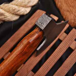 Hache de chasse artisanale en acier Damas, style Viking, qualité industrielle, pour camping et collection, vente en gros - Product Image 2