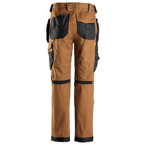 Pantalon de protection haute visibilité pour tronçonneuse Sturdyarmor, style tablier de forester, orange, avec protection des jambes noire, enveloppant technique de sécurité - Product Image 2