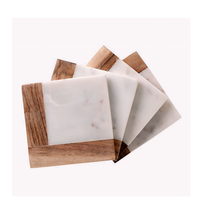 Sous-verres en bois et marbre personnalisés en gros, tapis et supports antidérapants, excellente qualité, design marbre - Product Image 5