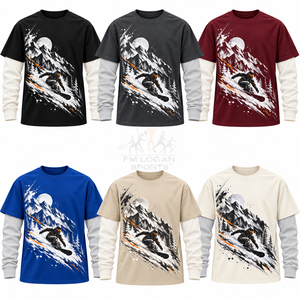 T-shirt en coton à manches longues pour homme, coupe oversize, style streetwear snowboarder, en tissu éponge, anti-plis, séchage rapide, OEM ODM, mode décontractée - Product Image 6