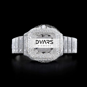 Reloj de Cuarzo con Diamantes Blancos de Alta Gama y Calidad de Exportación, Esfera de 42 mm, Correa de 20 mm, Caja de Aleación, para Eventos y Uso Nocturno - Product Image 2