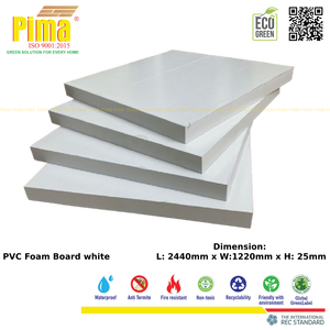 Hoja de tablero de espuma WPC de PVC blanco, 25mm de espesor, 0,6G/cm3 de densidad, resistente al fuego para gabinetes de cocina, tableros publicitarios de baño - Product Image 1