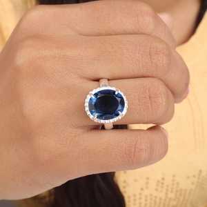 London Blue Topaz <b>Ring</b> Sterling Silver <b>Ring</b> Women Jewelry Handmade <b>Ring</b> Gift For Her Elegant Jewelry Fashion Accessories - Product Image 1