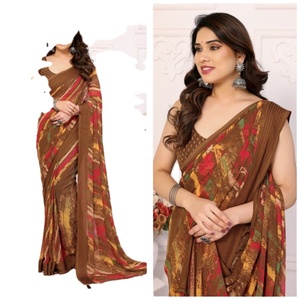 GEORGETTE PATTA MAGNIFIQUE SAREE IMPRIMÉ PARFAIT POUR TOUTES LES OCCASIONS - Product Image 1