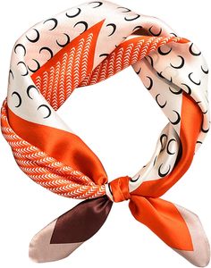 Elegante Pañuelo Cuadrado de Seda para Mujer, Estampado Geométrico, Accesorio de Moda Multifuncional para Todas las Temporadas - Product Image 1