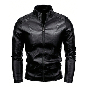 New Arrival Customized Made Premium Quality Black Solid Color Thin Genuine Leather Zipper <b>Men's</b> <b>Jackets</b> For Wholesale Rate - Product Image 1