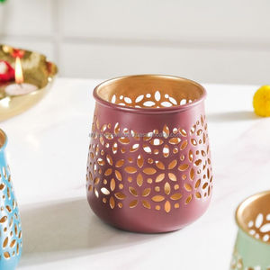 Handmade Votive <b>Candle</b> Holder Lantern Round Floral Cutout Design for Home Decor Indian Supplier <b>Bulk</b> Wholesale - Product Image 3