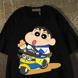 Camiseta informal con estampado de Crayon Shin para hombre y mujer, camiseta holgada de manga corta estilo Y2k Harajuku, Top Kawaii de algodón 3 - Product Image 2
