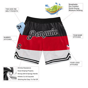 Shorts de sport sans manches pour hommes et femmes, personnalisables avec numéro, maillot d'équipe de basketball, shorts de basketball classiques en mesh - Product Image 2