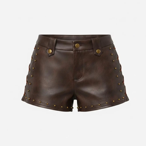 Jupe en cuir véritable pour femme, taille mi-haute, coupe classique, décontractée, avec cordon de serrage, grande taille, séchage rapide, imperméable - Product Image 4