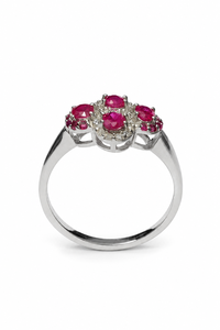 Bague sertie de rubis et de diamants en argent sterling 925 plaqué rhodium - Product Image 3