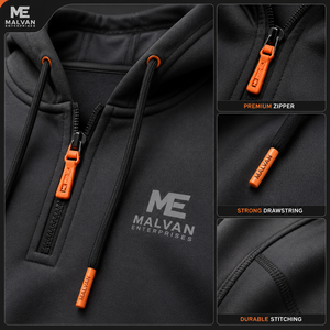 Pull-over décontracté à capuche pour homme, collection Printemps 2025, coupe ample, fermeture éclair, poches latérales multiples, doublure polaire imperméable, grandes tailles - Product Image 3