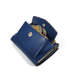New Released Tilonstar Pop-up <b>Wallet</b> Castello Oiled Waxy Leather Aluminum Card Holder Button <b>RFID</b> Protection Black Brown Navy - Product Image 3