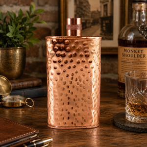 Petaca de Cobre Martillado Hecha a Mano con Tapa de Rosca, Petaca de Whisky de Bolsillo de Lujo, Regalo Metálico para Hombres, Venta al por Mayor OEM Personalizada a Granel - Product Image 5
