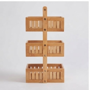 Bamboo Three-Layer Spice <b>Storage</b> <b>Rack</b> Rectangular Standing Type Minimalist Design for <b>Kitchen</b> Sundries Holders - Product Image 2
