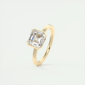 Bague de fiançailles solitaire en or jaune avec diamant de laboratoire taille Asscher - Product Image 2