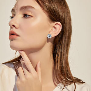 Pendientes de Plata de Ley 925 con Moissanita, Color D, VVS, Chapados en Rodio, Símbolo de Paz, Solitario, Joyería de Regalo para Hombre y Mujer - Product Image 1
