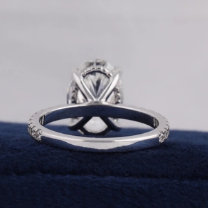 Anillo de Compromiso con Halo Oculto, Moissanita de Corte Ovalado de 3CT, Certificado IGI, Regalo de Cumpleaños, Boda, Aniversario, Anillo de Promesa para Mujer - Product Image 5