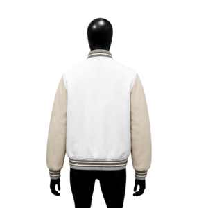 Veste universitaire classique blanche pour homme – Style moderne et streetwear – Vêtement d'extérieur décontracté à col rabattu - Product Image 2