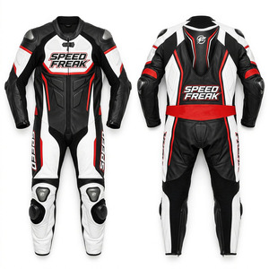 ชุดแข่งรถมอเตอร์ไซค์หนังแขนยาวสำหรับผู้ชาย Speed FREAK สีดำ แดง ขาว ระบายอากาศได้ดี ชุดแบบชิ้นเดียว สำหรับใส่ในสนามแข่ง ใช้ได้ทุกฤดู - Product Image 3