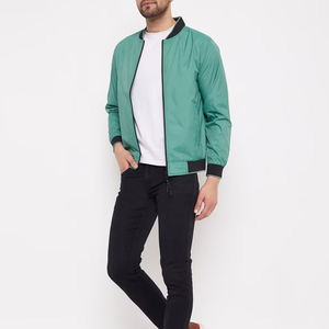 <b>Men's</b> Green Bomber <b>Jacket</b> Turn-down Collar Zipper Closure Casual Style Polyester Shell Windproof Design Autumn Wear New Design <b>S</b> - Product Image 5