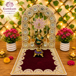 Singhasan Hecho a Mano en India, Ideal para Ídolos de Dioses como Laddu Gopal, Krishna, Ganesha, para la Decoración del Templo o el Hogar, Recuerdos Festivos para Diwali - Product Image 1