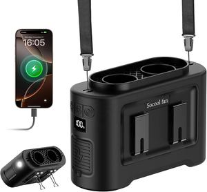 Ventilador de Aire Acondicionado Portátil sin Aspas con Doble Salida y Motor sin Escobillas, Ventilador Exterior a Batería con Luz K300 - Product Image 1